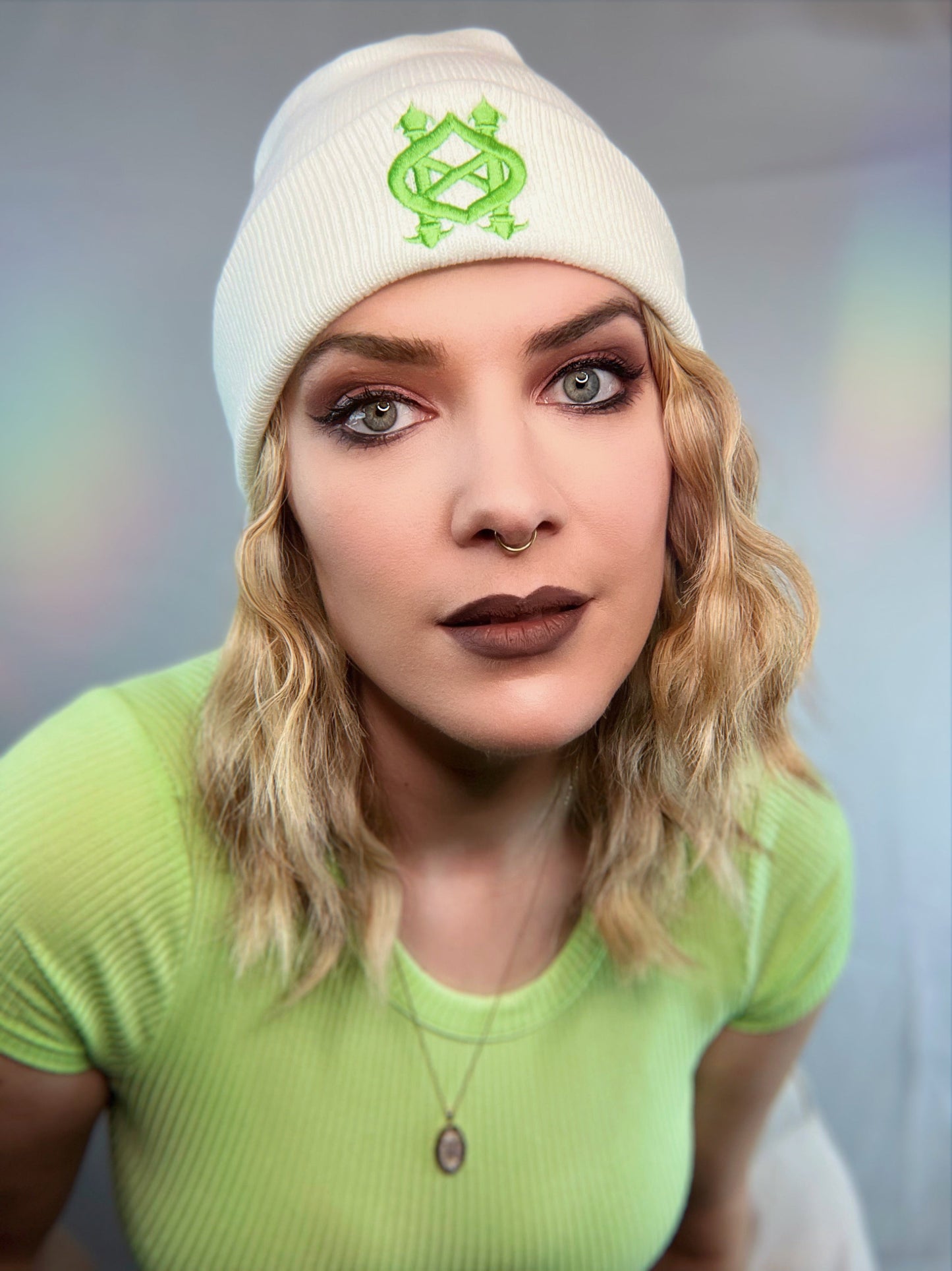 Hat Cream with Green Emblem